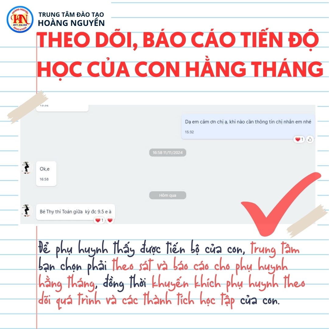 Hoàng Nguyên Cùng Phụ Huynh Theo Dõi Tiến Độ Học Tập Với Con Hằng Tháng